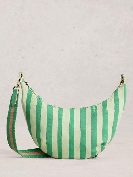 White Stuff Natalie Crescent Moon Crossbody Bag, Green/Multi, Green/Multi