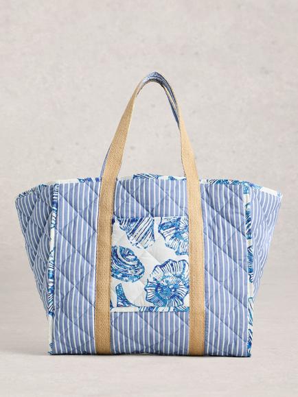 White Stuff Riley Reversible Beach Bag, Blue/Multi, Blue/Multi