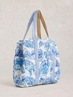 White Stuff Riley Reversible Beach Bag, Blue/Multi - view 2, Blue/Multi