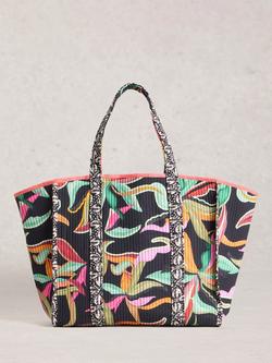 White Stuff Riley Floral Beach Bag, Black/Multi, Black/Multi