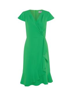 Gina Bacconi Ruffle Hem Crepe Dress, Green - view 2, Green