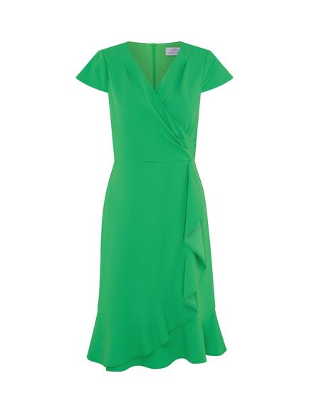 Gina Bacconi Ruffle Hem Crepe Dress, Green - view 2, Green