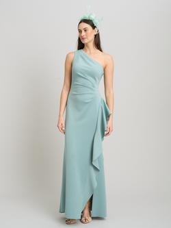 Gina Bacconi Darby One Shoulder Frill Dress, Sage, Sage