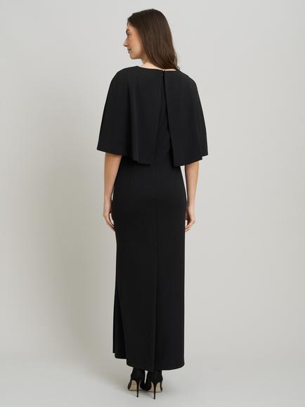 Gina Bacconi Francine Cape Sleeve Maxi Dress, Black - view 2, Black