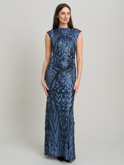 Gina Bacconi Felice Sequin Maxi Dress, Blue, Blue