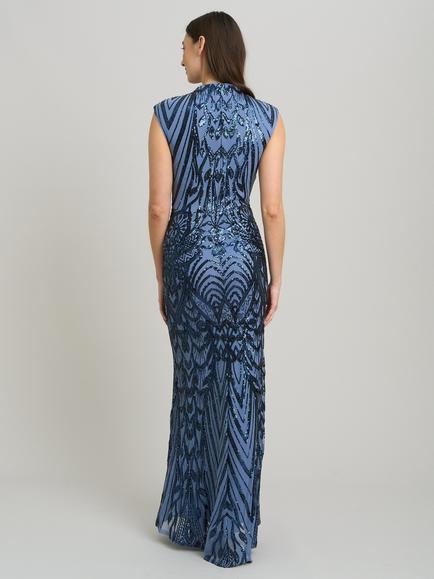 Gina Bacconi Felice Sequin Maxi Dress, Blue - view 2, Blue
