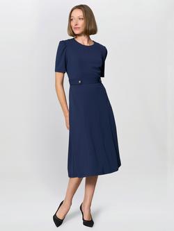 Gina Bacconi Round Neck Elbow Sleeve Dress, Navy, Navy