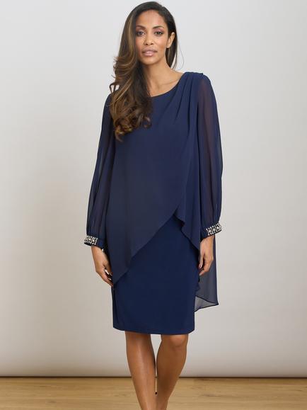 Gina Bacconi Lexie Embellished Shift Dress, Navy, Navy