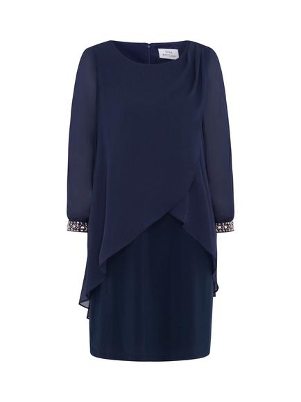 Gina Bacconi Lexie Embellished Shift Dress, Navy - view 2, Navy