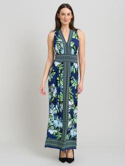Gina Bacconi Marisa Leaves Maxi Dress, Navy / Multi, Navy / Multi