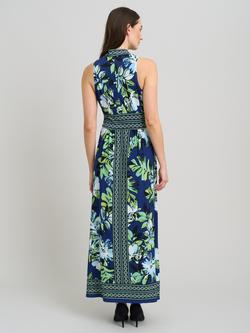 Gina Bacconi Marisa Leaves Maxi Dress, Navy / Multi - view 2, Navy / Multi