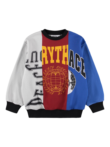 Molo Kids' Monti Varsity Spliced Sweatshirt, Mash Up Chill, Mash Up Chill