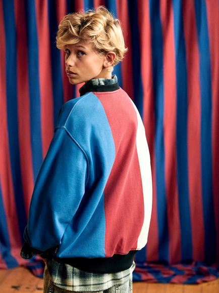 Molo Kids' Monti Varsity Spliced Sweatshirt, Mash Up Chill - view 2, Mash Up Chill