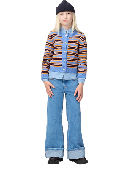 Molo Kids' Knitted Button Front Cardigan, Sky Stripe, Sky Stripe