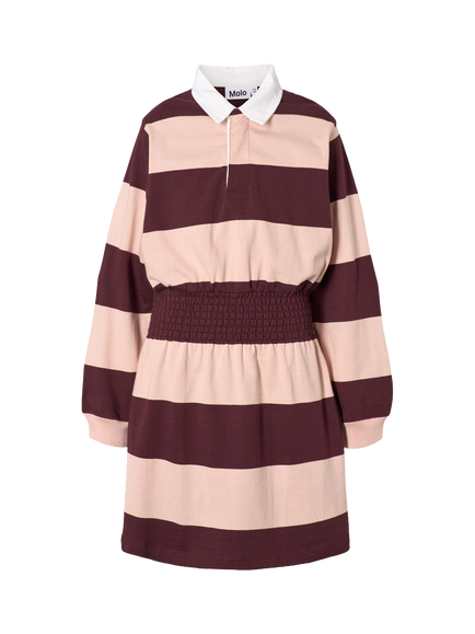 Molo Kids Carlott Striped Rugby Dress, Berry Petal, Berry Petal