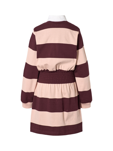 Molo Kids Carlott Striped Rugby Dress, Berry Petal - view 2, Berry Petal