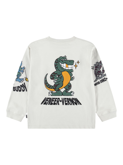 Molo Kids' Rube Pure Cotton Long Sleeve Top, Dentasaurs - view 2, Dentasaurs