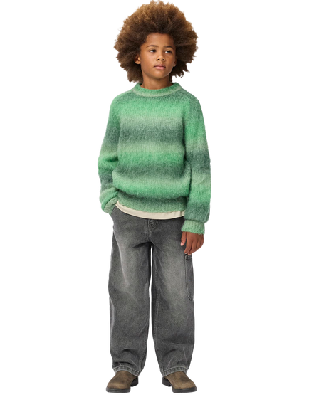 Molo Kids' Brian Textured Crew Neck Jumper, Fuzzy Stripes, Fuzzy Stripes