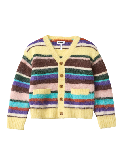 Molo Kids' Brutus Fluffy Cardigan, Gemstone Stripe, Gemstone Stripe