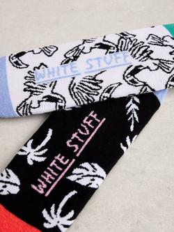 White Stuff Leaf Bird Print Sock Liners, Pack of 2, Multi - view 2, Multi