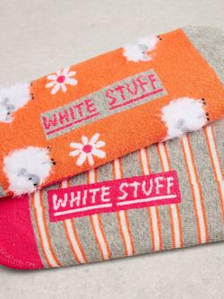 White Stuff Sheep/Stripe Trainer Liner Socks, Pack of 2, Grey/Multi - view 2, Grey/Multi