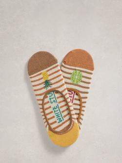 White Stuff Fruit/Stripe Trainer Liner Socks, Pack of 2, Multi, Multi