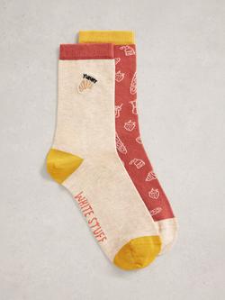 White Stuff Yummy Food Ankle Socks, Pack of 2, Multi, Multi