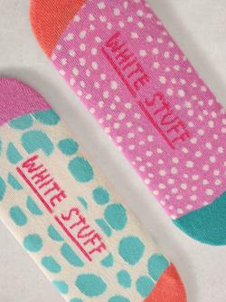White Stuff Spot Trainer Liner Socks, Pack of 2, Pink/Multi - view 2, Pink/Multi