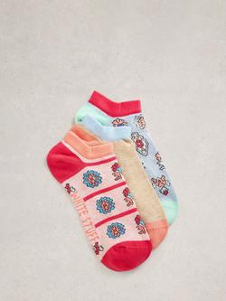 White Stuff Floral Trainer Socks, Pack of 3, Multi, Multi