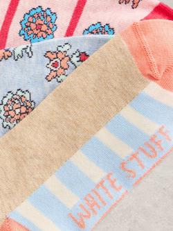 White Stuff Floral Trainer Socks, Pack of 3, Multi - view 2, Multi