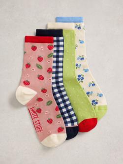 White Stuff Summertime Ankle Socks, Pack of 4, Multi, Multi