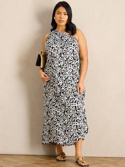 Live Unlimited One Shoulder Monochrome Maxi Dress, Black/White, Black/White