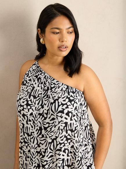 Live Unlimited One Shoulder Monochrome Maxi Dress, Black/White - view 2, Black/White