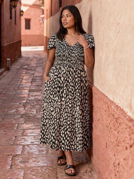 Live Unlimited Animal Print Midi Dress, Black, Black