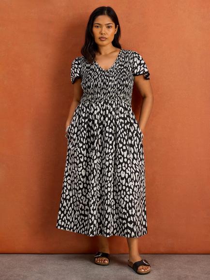 Live Unlimited Animal Print Midi Dress, Black - view 2, Black