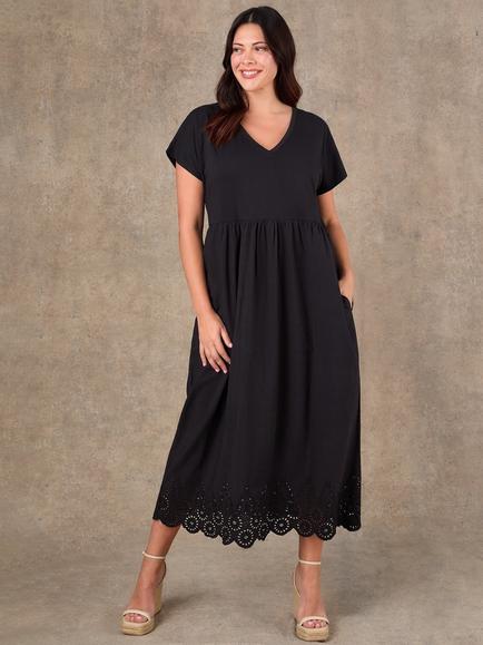 Live Unlimited Broderie Anglaise Trim Maxi Dress, Black - view 2, Black