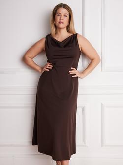 Live Unlimited Asymmetric Twist Maxi Dress, Brown - view 2, Brown