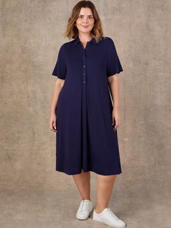 Live Unlimited Box Pleat Jersey Shirt Dress, Navy - view 2, Navy