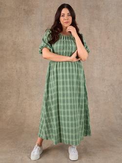 Live Unlimited Check Shirred Maxi Dress, Green, Green
