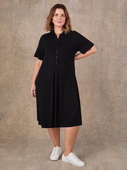 Live Unlimited Half Placket Jersey Dress, Black, Black