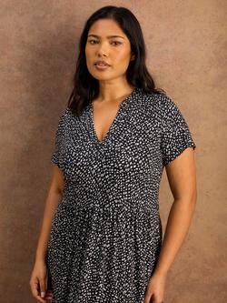 Live Unlimited Nehru Collar Ditsy Print Tiered Maxi Dress, Black/White - view 2, Black/White