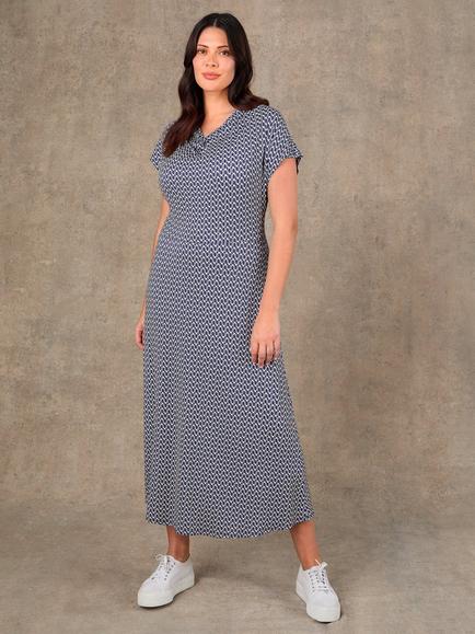 Live Unlimited Petite Cowl Neck Geometric Maxi Dress, Blue, Blue