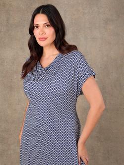 Live Unlimited Petite Cowl Neck Geometric Maxi Dress, Blue - view 2, Blue