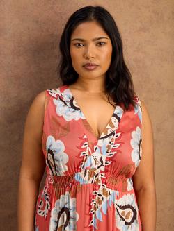 Live Unlimited Petite Paisley Tiered Maxi Dress, Coral/Multi - view 2, Coral/Multi