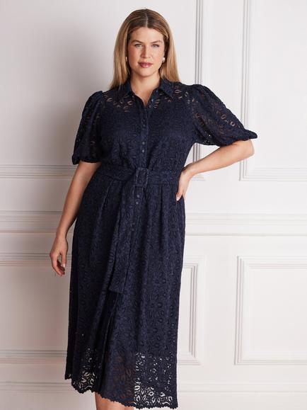 Live Unlimited Petite Lace Shirt Dress, Blue, Blue