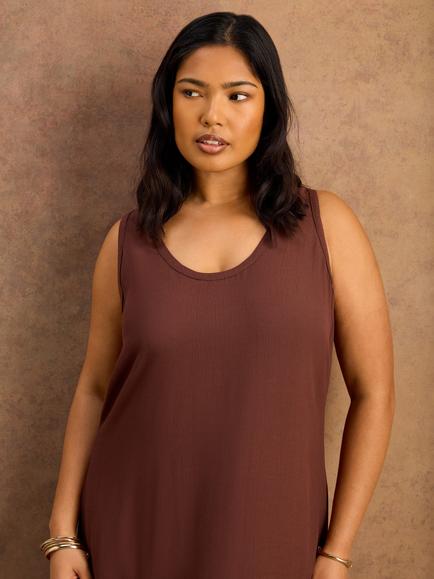 Live Unlimited Scoop Neck Sleeveless Maxi Dress, Brown - view 2, Brown