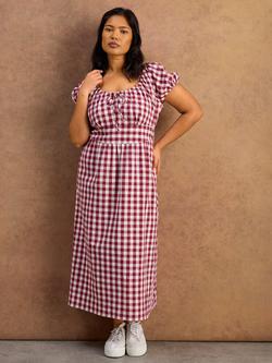 Live Unlimited Gingham Milkmaid Midaxi Dress, Red, Red