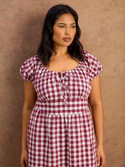 Live Unlimited Gingham Milkmaid Midaxi Dress, Red - view 2, Red