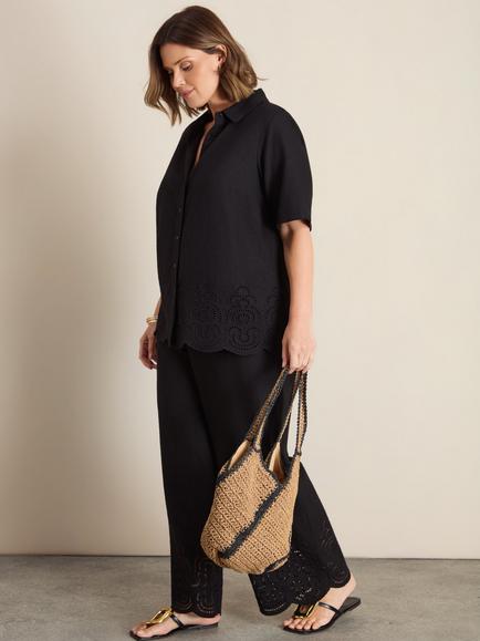 Live Unlimited Curve Linen Blend Shirt, Black - view 2, Black