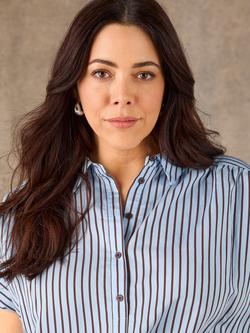 Live Unlimited Button Neck Stripe Top, Blue - view 2, Blue